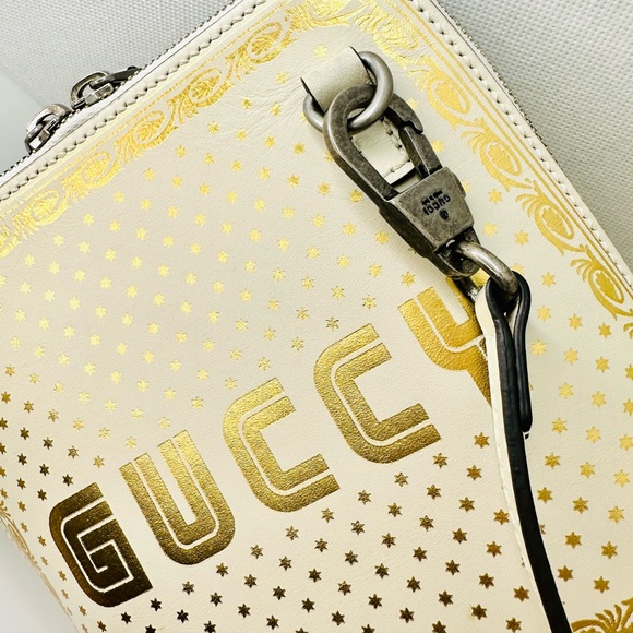 EUC GUCCI x Sega White/Gold Leather GUCCY Mini Crossbody Bag - Picture 6 of 17